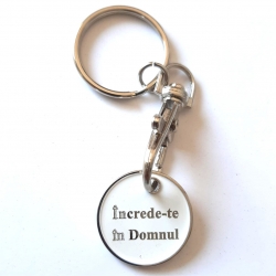 Breloc cu jeton cărucior cumpărături, Increde-te in Domnul!